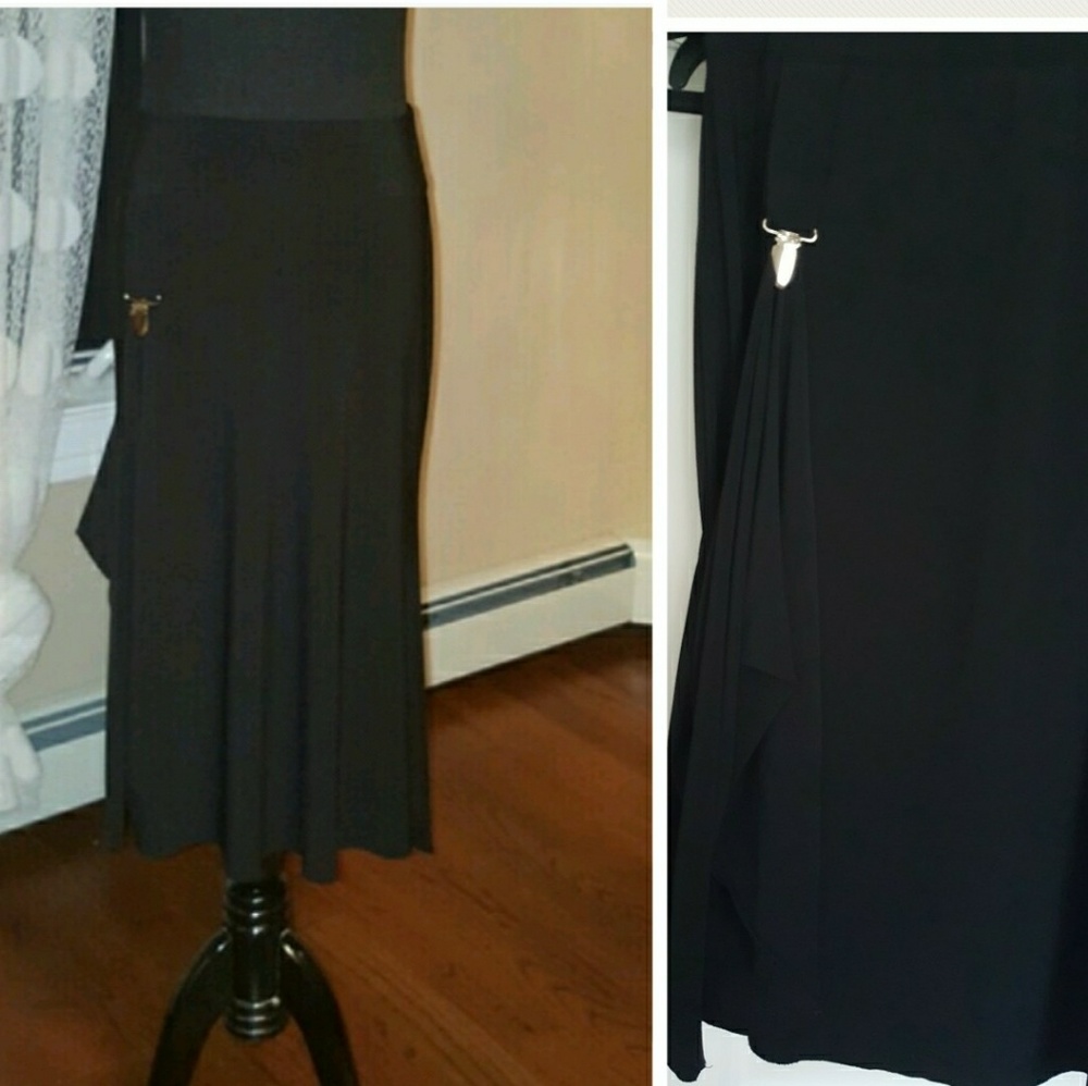 Midi skirt with tab waist and suspender detail